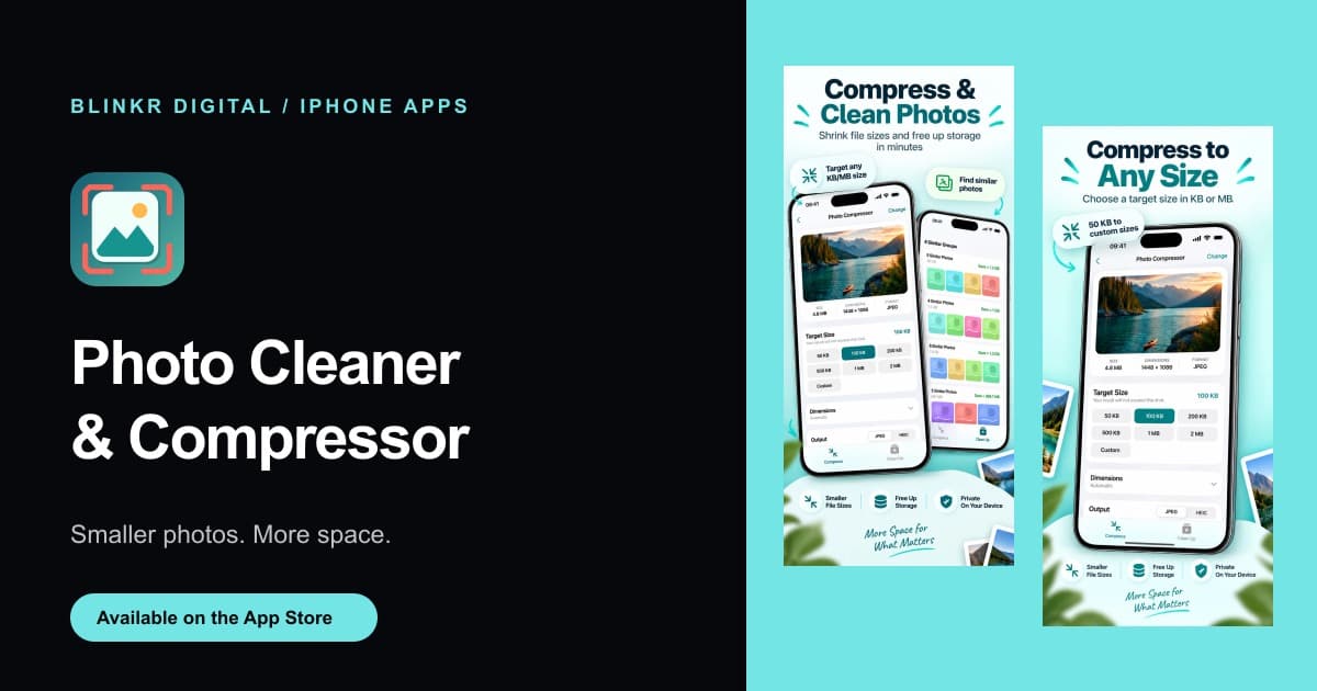Photo Cleaner & Compressor app icon and product screenshots