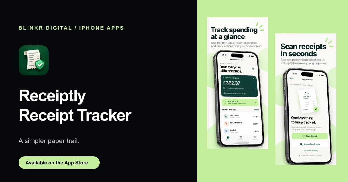 Receiptly - Receipt Tracker app icon and product screenshots